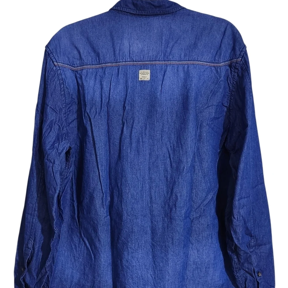 Casual Blue Button Down Shirt with Textured Cotton